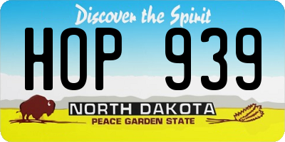 ND license plate HOP939