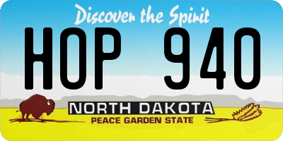 ND license plate HOP940