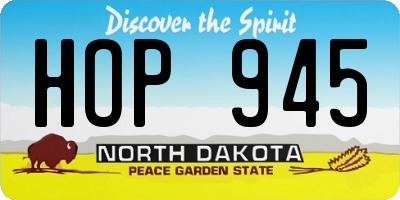 ND license plate HOP945