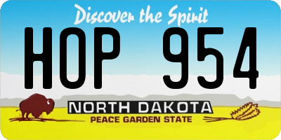 ND license plate HOP954