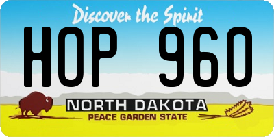 ND license plate HOP960