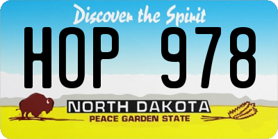 ND license plate HOP978