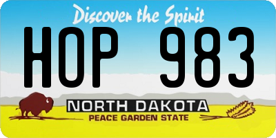 ND license plate HOP983