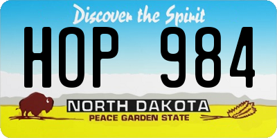 ND license plate HOP984