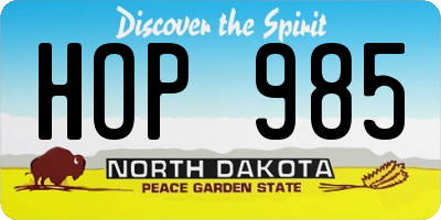 ND license plate HOP985