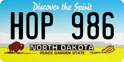 ND license plate HOP986