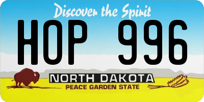 ND license plate HOP996