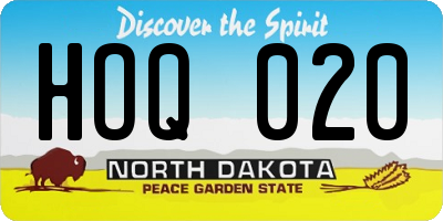 ND license plate HOQ020