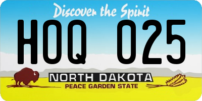 ND license plate HOQ025