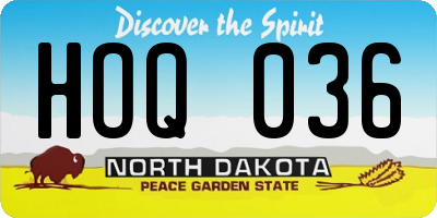 ND license plate HOQ036