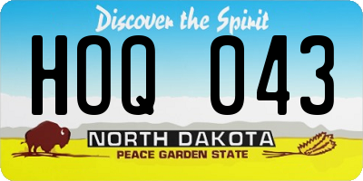 ND license plate HOQ043