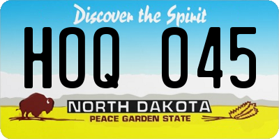 ND license plate HOQ045