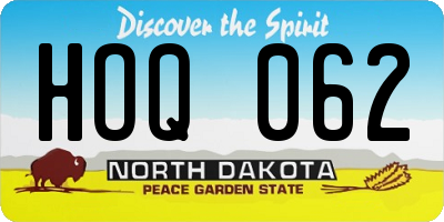 ND license plate HOQ062