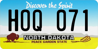 ND license plate HOQ071