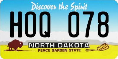 ND license plate HOQ078