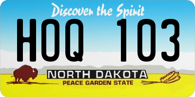 ND license plate HOQ103