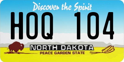 ND license plate HOQ104