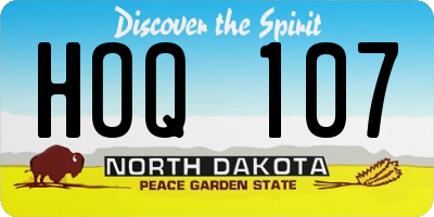 ND license plate HOQ107