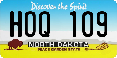 ND license plate HOQ109