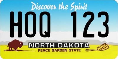 ND license plate HOQ123
