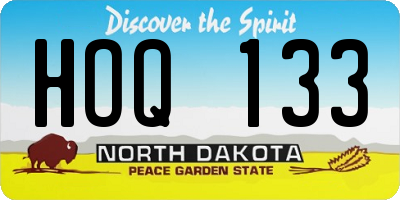 ND license plate HOQ133