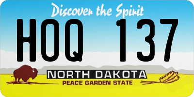 ND license plate HOQ137