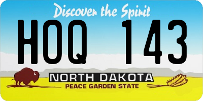 ND license plate HOQ143