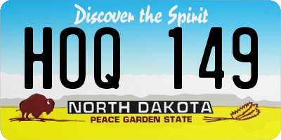 ND license plate HOQ149