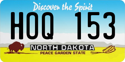 ND license plate HOQ153