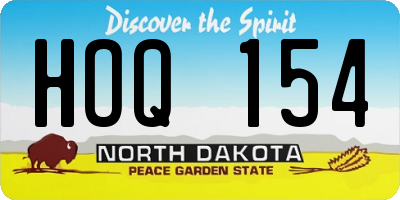 ND license plate HOQ154
