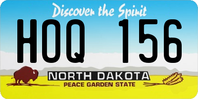 ND license plate HOQ156