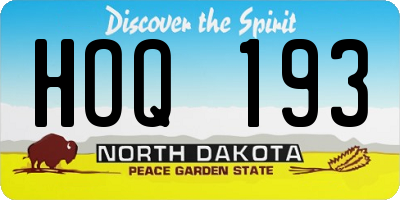 ND license plate HOQ193