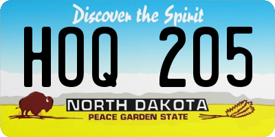 ND license plate HOQ205