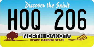 ND license plate HOQ206