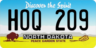 ND license plate HOQ209