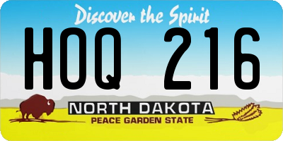 ND license plate HOQ216