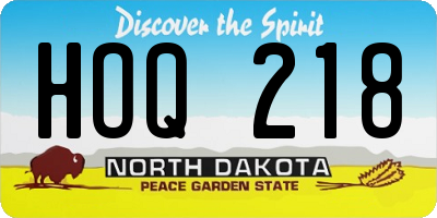 ND license plate HOQ218