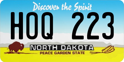 ND license plate HOQ223