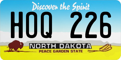 ND license plate HOQ226
