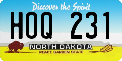 ND license plate HOQ231