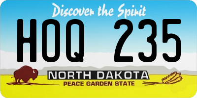 ND license plate HOQ235