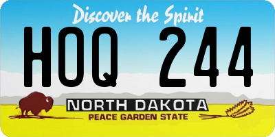 ND license plate HOQ244