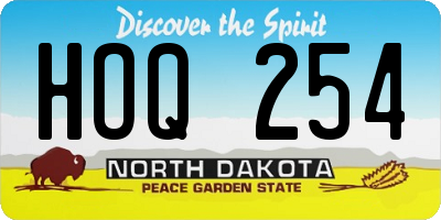 ND license plate HOQ254