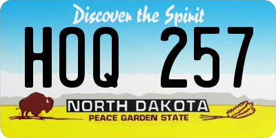 ND license plate HOQ257