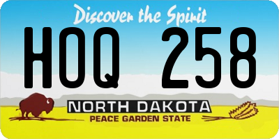 ND license plate HOQ258