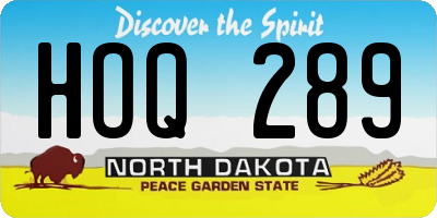ND license plate HOQ289