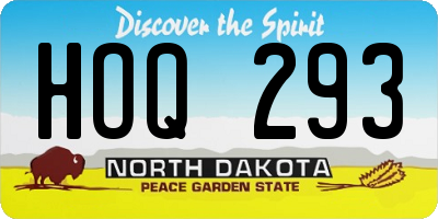ND license plate HOQ293