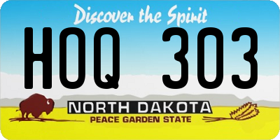 ND license plate HOQ303