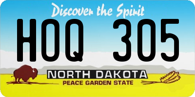 ND license plate HOQ305