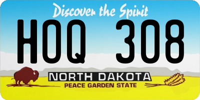 ND license plate HOQ308